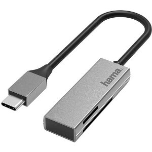 HAMA 200131 USB CARD READER, USB-C, USB 3.0, SD/MICROSD, ALU