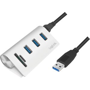 LOGILINK CR0045 USB 3.0 3-PORT HUB WITH CARD READER AND ALUMINUM CASING