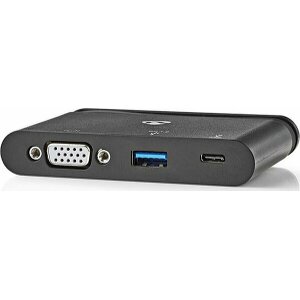 NEDIS TCARF220BK COMPUTER HUB USB TYPE-C USB-C / USB 3.0 / VGA POWER DELIVERY 100 W BLACK