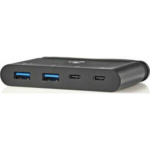 NEDIS TCARF230BK COMPUTER HUB USB TYPE-C 2X USB-C / 2X USB 3.0 (5G) POWER DELIVERY 100W BLACK