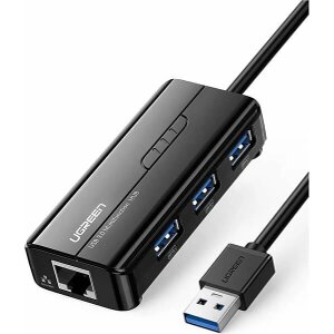 UGREEN HUB USB 3.0 WITH GIGABIT ADAPTER BLACK 20265