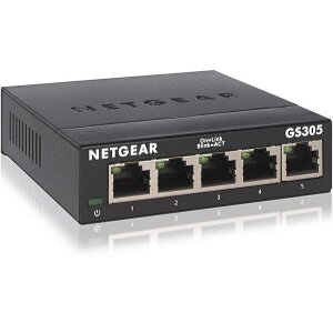 NETGEAR GS305 5 PORTS UNMANAGED L2 GIGABIT ETHERNET (10/100/1000) BLACK GS305-300PES