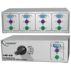 GEMBIRD CMS-421 MANUAL CPU SWITCH WITH KEYBOARD/MOUSE EMULATION FOR 4 PCS