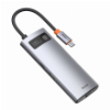 BASEUS METAL GLEAM SERIES 6-IN-1 MULTIFUNCTIONAL TYPE-C HUB HDMI 4K 3XUSB3.0+ LAN RJ45 GREY