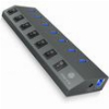 ICY BOX 7-PORT USB3.2 ALUM HUB WITH ON/OFF SWITCHES POWER SUPPLY AND CABLE 1M IB-HUB1701-C3