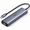 UGREEN TYPE-C HUB CM512 USB-A 3.2 + USB-A + 3X TYPE-C + RJ45 GREY
