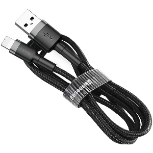 BASEUS CAFULE CABLE USB FOR LIGHTNING 2.4A 1M GREY/BLACK