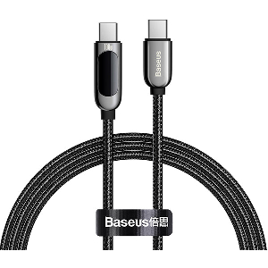 BASEUS DISPLAY FAST CHARGING DATA CABLE TYPE-C TO TYPE-C 100W 1M BLACK