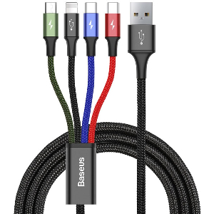 BASEUS FAST 4-IN-1 CABLE LIGHTNING + 2X TYPE-C + MICRO 3.5A BLACK