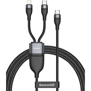 BASEUS FLASH SERIES 2-IN-1 FAST CHARGING DATA CABLE TYPE-C TO L+C 100W 1.2M BLACK