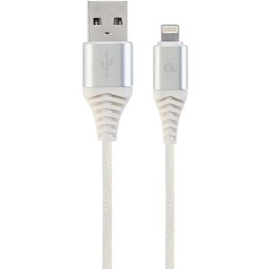 CABLEXPERT CC-USB2B-AMLM-1M-BW2 PREMIUM COTTON BRAIDED 8-PIN CHARGING CABLE SILVER/WHITE 1 M