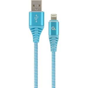 CABLEXPERT CC-USB2B-AMLM-1M-VW PREMIUM COTTON BRAIDED 8-PIN CHARGING CABLE BLUE/WHITE 1 M