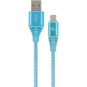 CABLEXPERT CC-USB2B-AMMBM-2M-VW PREMIUM COTTON BRAIDED MICRO-USB CHARGING CABLE BLUE/WHITE 2 M