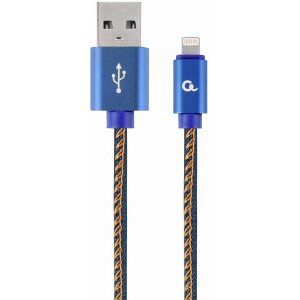 CABLEXPERT CC-USB2J-AMLM-1M-BL PREMIUM JEANS (DENIM) 8-PIN CABLE WITH METAL CONNECTORS 1M BLUE