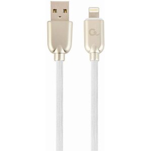 CABLEXPERT CC-USB2R-AMLM-1M-W PREMIUM RUBBER 8-PIN CHARGING AND DATA CABLE 1M WHITE