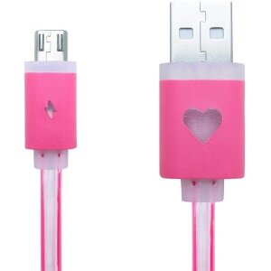 CREEV MU-200L MICRO USB TO USB LED LIGHT CABLE 1M PINK