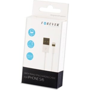 FOREVER USB CABLE FOR APPLE IPHONE 5/6/7/8/X WHITE BOX