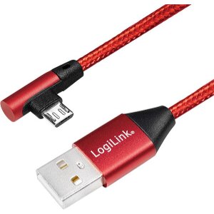 LOGILINK CU0150 USB 2.0 TO MICRO-USB (90° ANGLED) MALE 1M RED