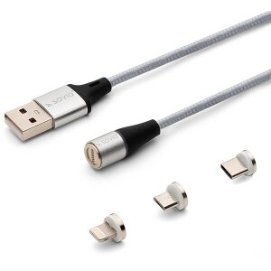 SAVIO CL-156 USB MAGNETIC CABLE 3 IN 1 TYPE-C, MICRO USB, LIGHTNING 2M