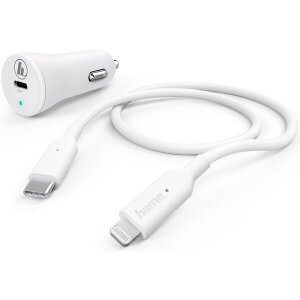 HAMA 183297 HAMA CAR CHARGING SET LIGHTNING POWER DELIVERY (PD) 18 W 1 M WHITE TYPE-C