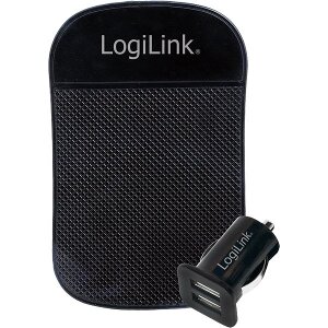 LOGILINK PA0118 2-PORT USB CAR CHARGER 5V/2.1A + BLACK ANTI SLIP MAT BLACK