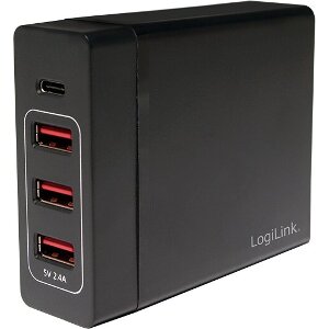 LOGILINK PA0122 USB TABLE CHARGER 3X USB-A PORT + 1X USB-C PORT 72W BLACK