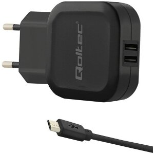 QOLTEC 50187 CHARGER 17W 5V 3.4A 2XUSB +MICRO USB CABLE