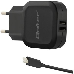 QOLTEC 50188 CHARGER 17W 5V 3.4A 2XUSB +USB C CABLE