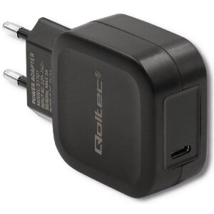 QOLTEC 51707 CHARGER 20W 5-12V 1.67-3A USB TYPE-C PD BLACK