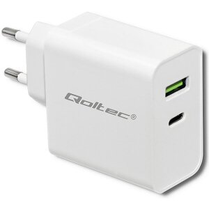 QOLTEC CHARGER 42W 5-20V 2.4-3A USB TYPE C PD USB WHITE