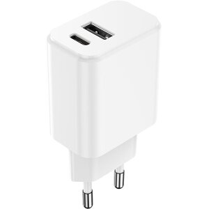 SETTY CHARGER 1X USB + USB-C 3A 20W WHITE