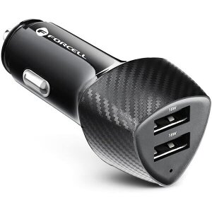 FORCELL CARBON CAR CHARGER USB QC 3.0 18W + USB QC 3.0 18W CC50-2A36W BLACK (TOTAL 36W)