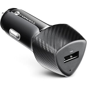 FORCELL CARBON CAR CHARGER USB QC 3.0 18W CC50-2A BLACK (TOTAL 18W)