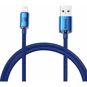 BASEUS CRYSTAL SHINE CABLE USB TO LIGHTNING 2.4A 1.2M BLUE