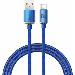 BASEUS CRYSTAL SHINE CABLE USB TO TYPE-C 100W 5A 1.2M BLUE