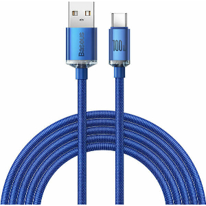 BASEUS CRYSTAL SHINE CABLE USB TO TYPE-C 100W 5A 2M BLUE