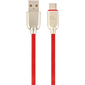 CABLEXPERT CC-USB2R-AMCM-1M-R PREMIUM RUBBER TYPE-C USB CHARGING AND DATA CABLE 1M RED