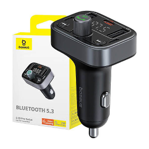 BASEUS TRANSMITER FM T-TYPE S-09 PRO BLUETOOTH MP3 CAR KIT + CHARGER BLACK