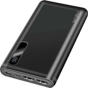 LOGILINK PA0280 POWER BANK 10000MAH 2X USB-A , 2 IN 1 CABLE, WITH DISPLAY, BLACK