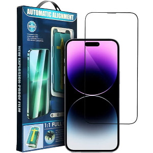 5D FULL GLUE TEMPERED GLASS FOR IPHONE 13 PRO MAX / 14 PLUS BLACK + APPLICATOR