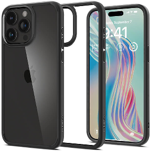 SPIGEN CRYSTAL HYBRID MATTE BLACK FOR IPHONE 15 PRO