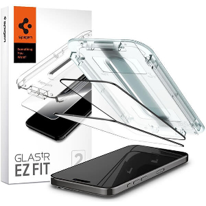 SPIGEN GLASS TR EZ FIT 2 PACK FC BLACK FOR IPHONE 15 PRO