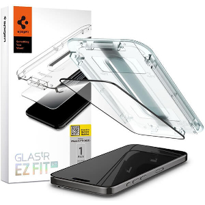 SPIGEN GLASS TR EZ FIT HD 1 PACK FC BLACK FOR IPHONE 15 PRO MAX