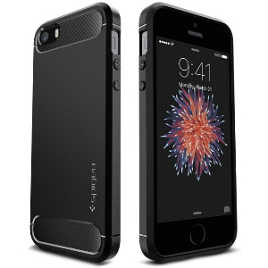 SPIGEN RUGGED ARMOR BACK COVER CASE FOR IPHONE 5/5S/SE BLACK