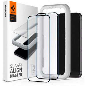 SPIGEN TEMPERED ALM GLASS FC FOR IPHONE 12 / 12 PRO BLACK 2 PCS