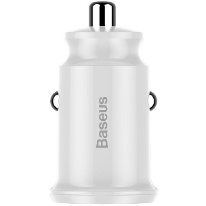 BASEUS GRAIN CAR CHARGER DUAL USB 5V 3.1A WHITE