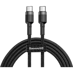 BASEUS CAFULE CABLE USB TYPE-C TO TYPE-C PD 2.0 QC 3.0 60W 1M GREY BLACK