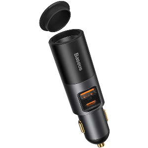 BASEUS SHARE TOGETHER FAST CHARGE CAR CHARGER WITH CIGARETTE LIGHTER EXPANSION PORT U+C 120W GRAY