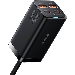 BASEUS GAN3 PRO DESKTOP FAST CHARGER 2X USB +X 2 TYPE-C 100WATT BLACK