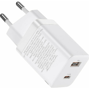 BASEUS SUPER SI PRO QUICK CHARGER USB + TYPE-C 30W WHITE